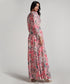 Long Sleeve Printed Chiffon Maxi Dress